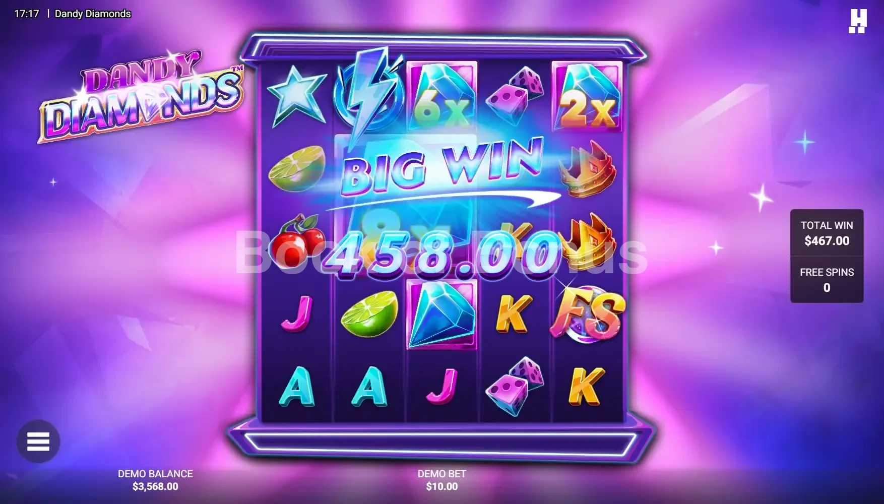 Dandy Diamonds par Hacksaw Gaming - gros gain
