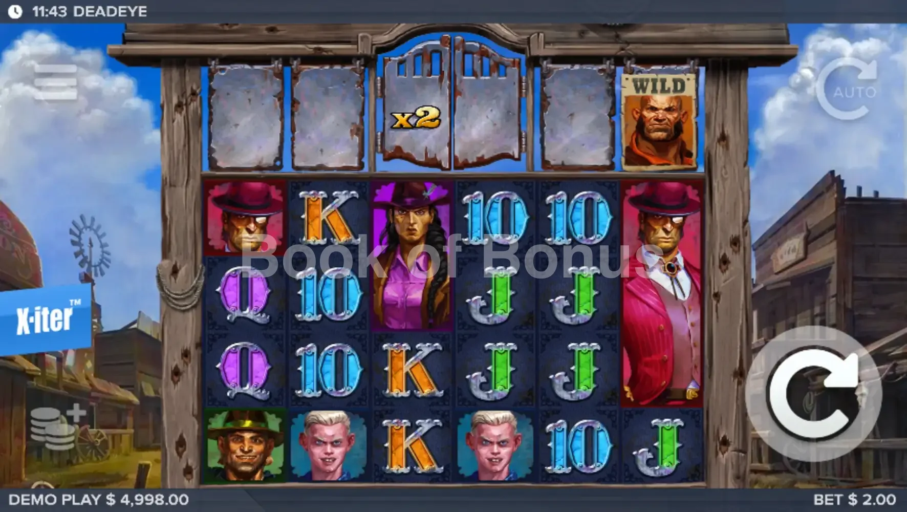 Deadeye par ELK Studios - jeu de base et disposition des rouleaux