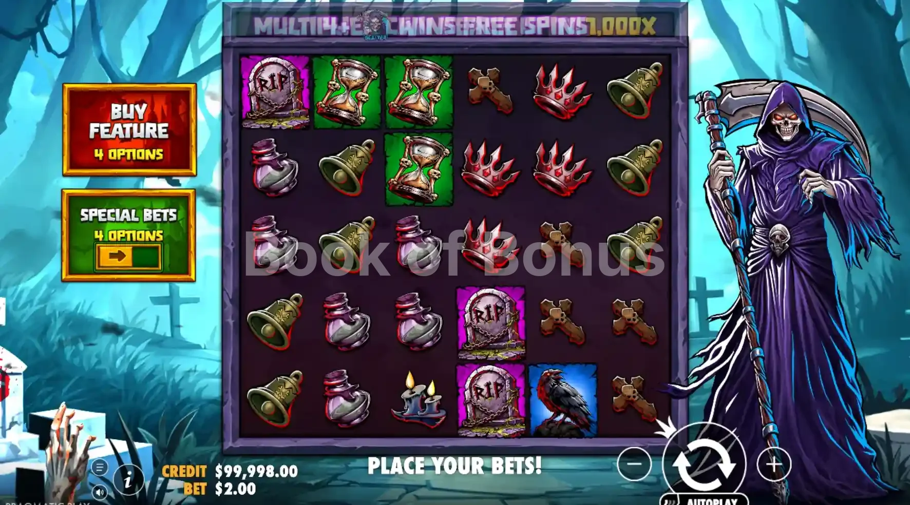 Death Dominion par Pragmatic Play - jeu de base et disposition des rouleaux