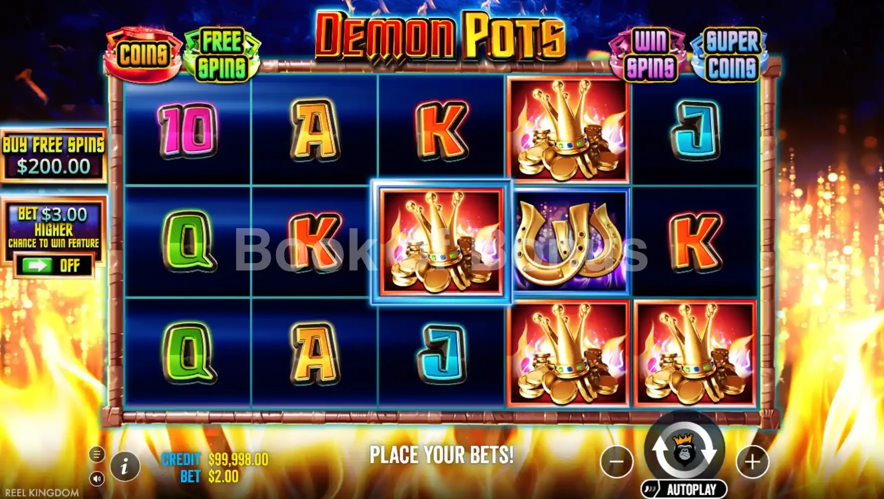 Demon Pots par Reel Kingdom - jeu de base et disposition des rouleaux