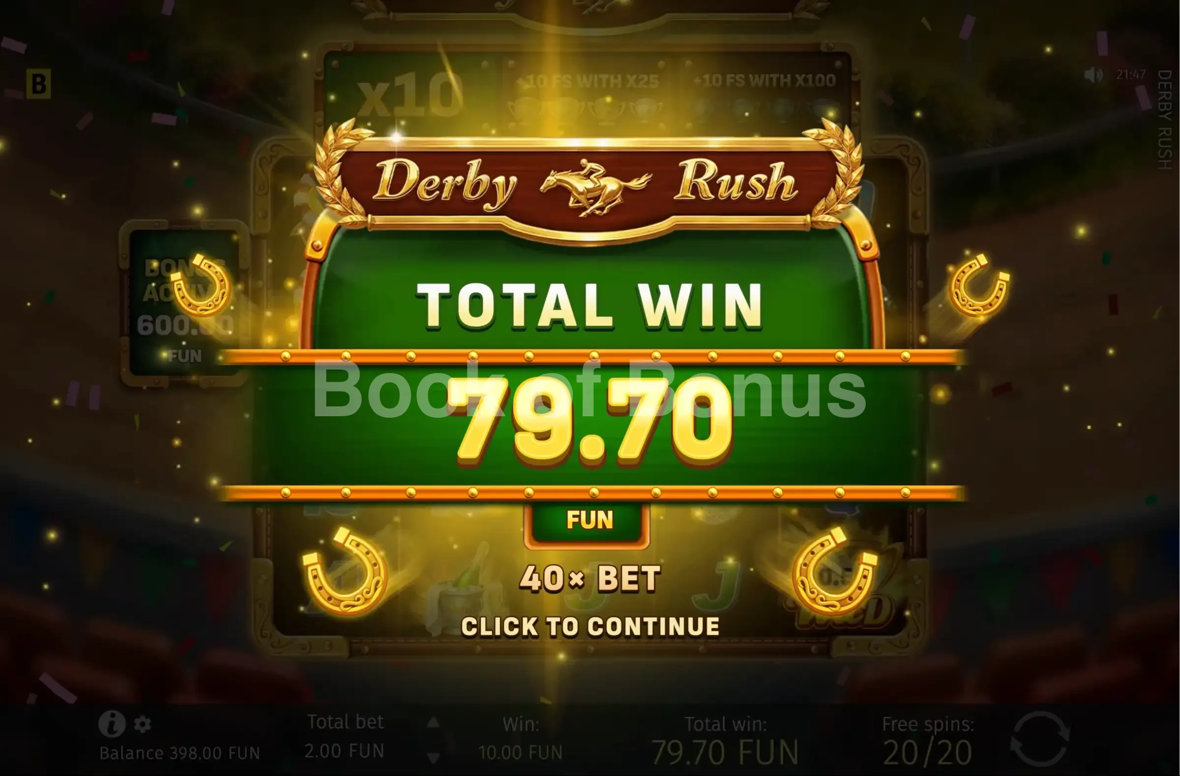 Derby Rush par BGaming - gros gain