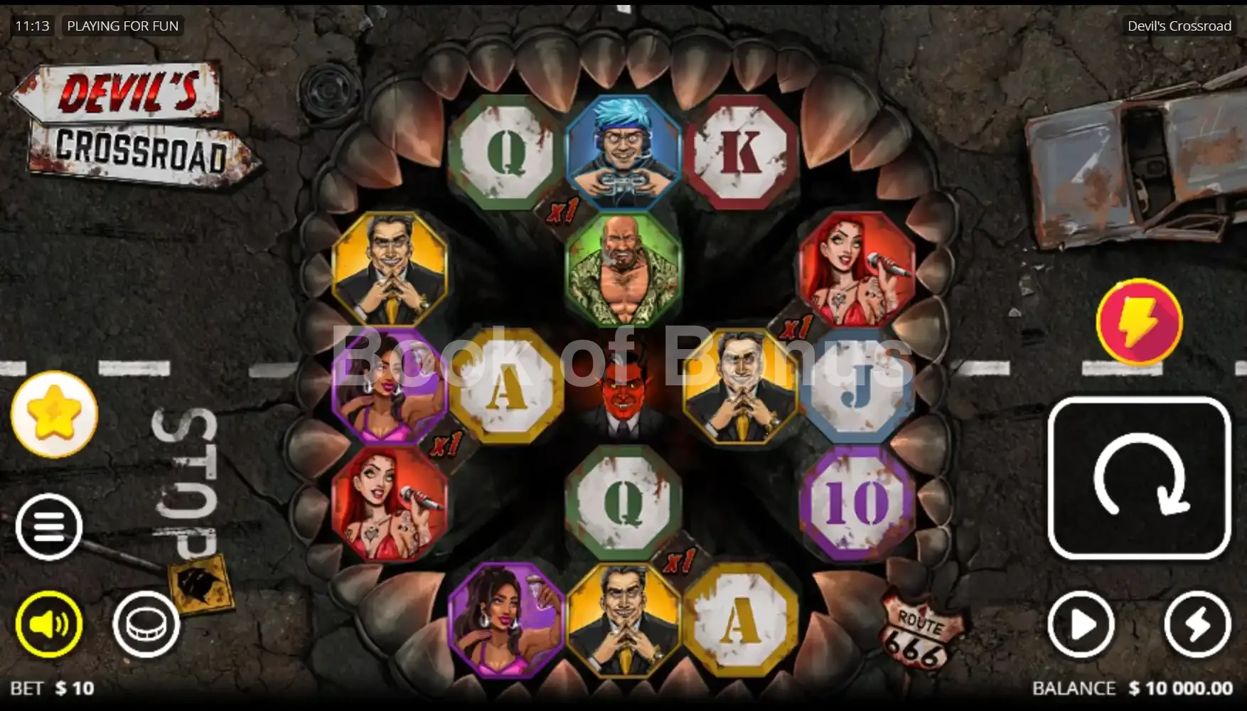 Devil's Crossroad par Nolimit City - jeu de base et disposition des rouleaux