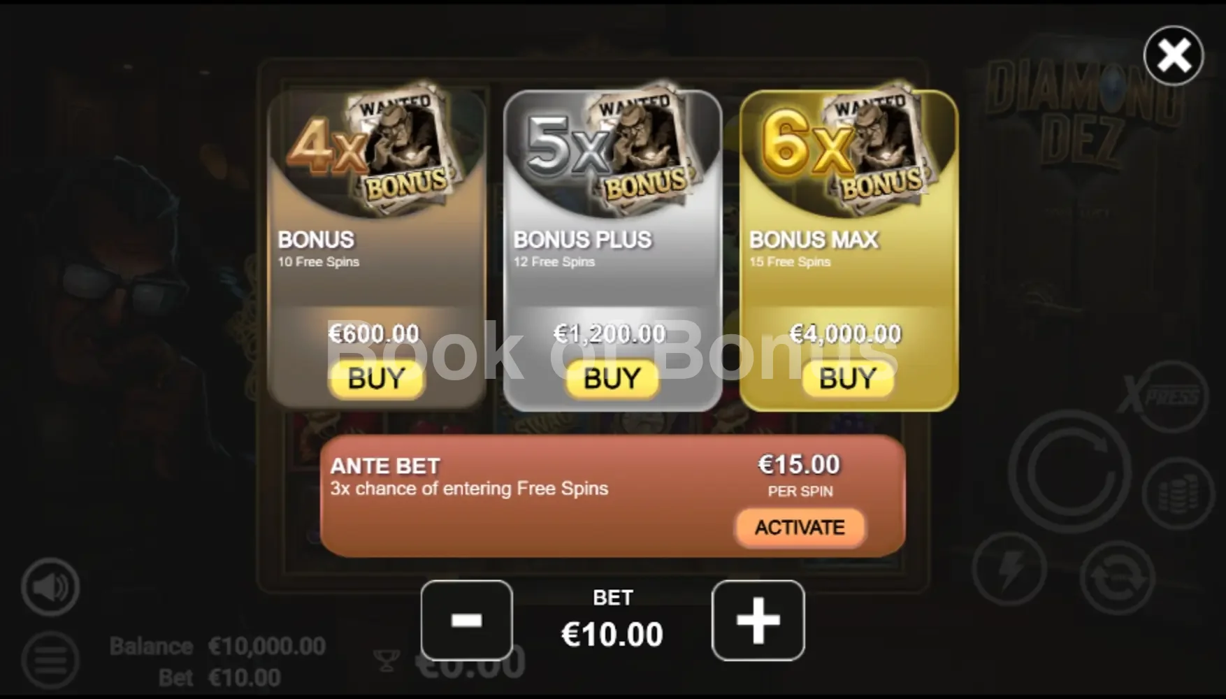 Diamond Dez par Avatar UX - menu d'achat de bonus et options