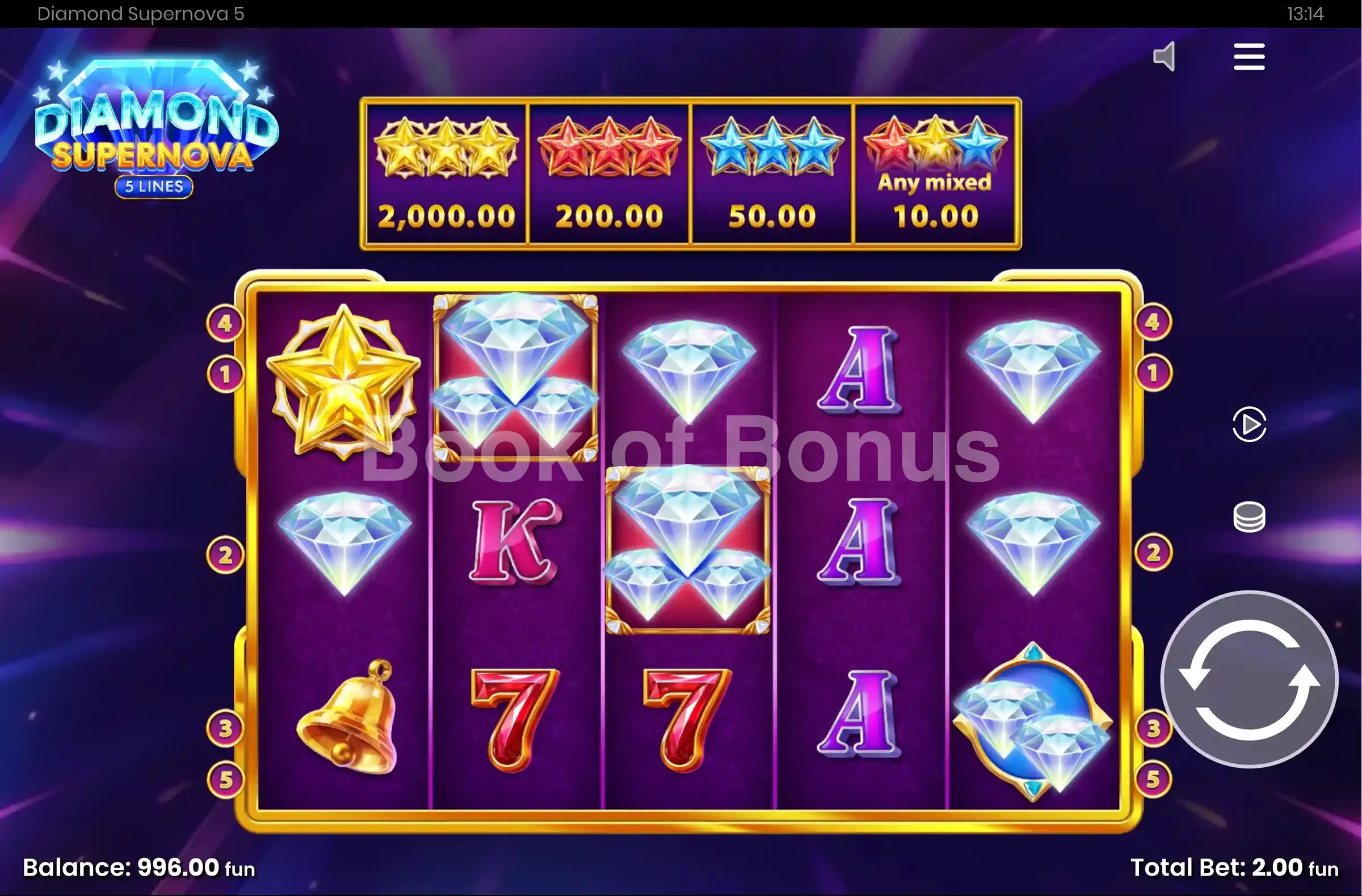 Diamond Supernova par Push Gaming - base game 2