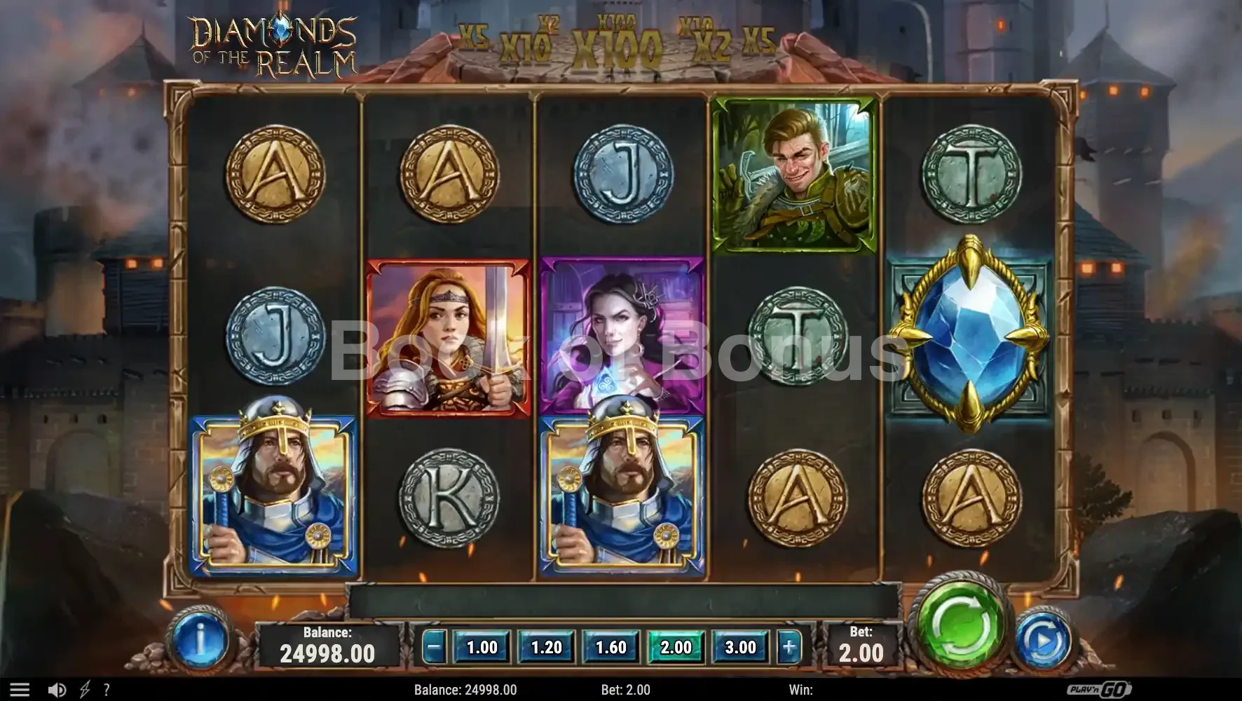Diamonds of the Realm par Play'n GO - jeu de base et disposition des rouleaux
