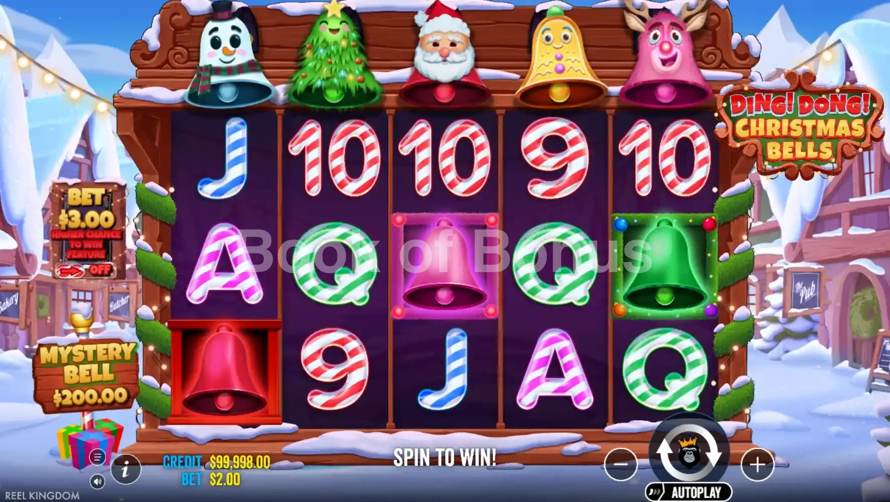 Ding Dong Christmas Bells par Reel Kingdom - jeu de base et disposition des rouleaux