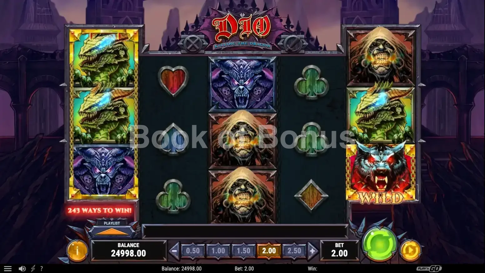 Dio Killing the Dragon par Play'n GO - jeu de base et disposition des rouleaux