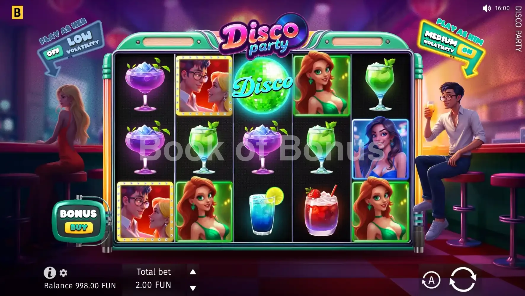 Disco Party par BGaming - jeu de base et disposition des rouleaux