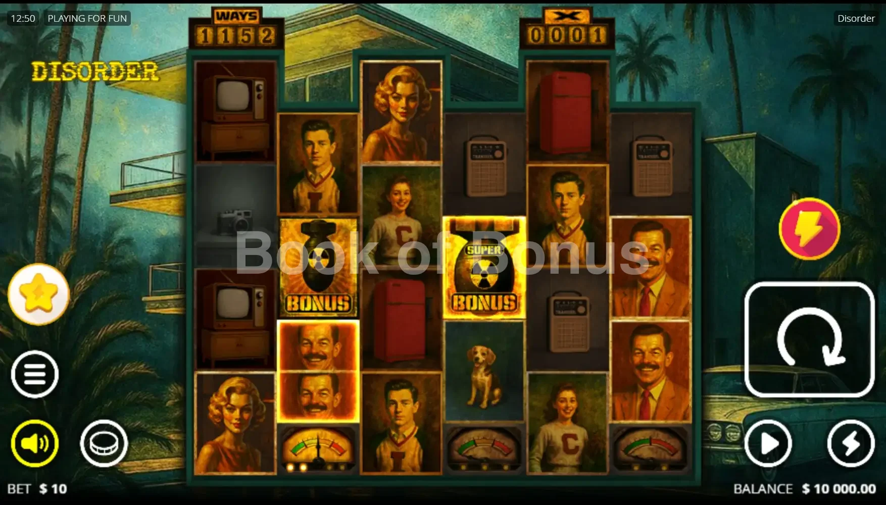 Disorder par Nolimit City - jeu de base et disposition des rouleaux