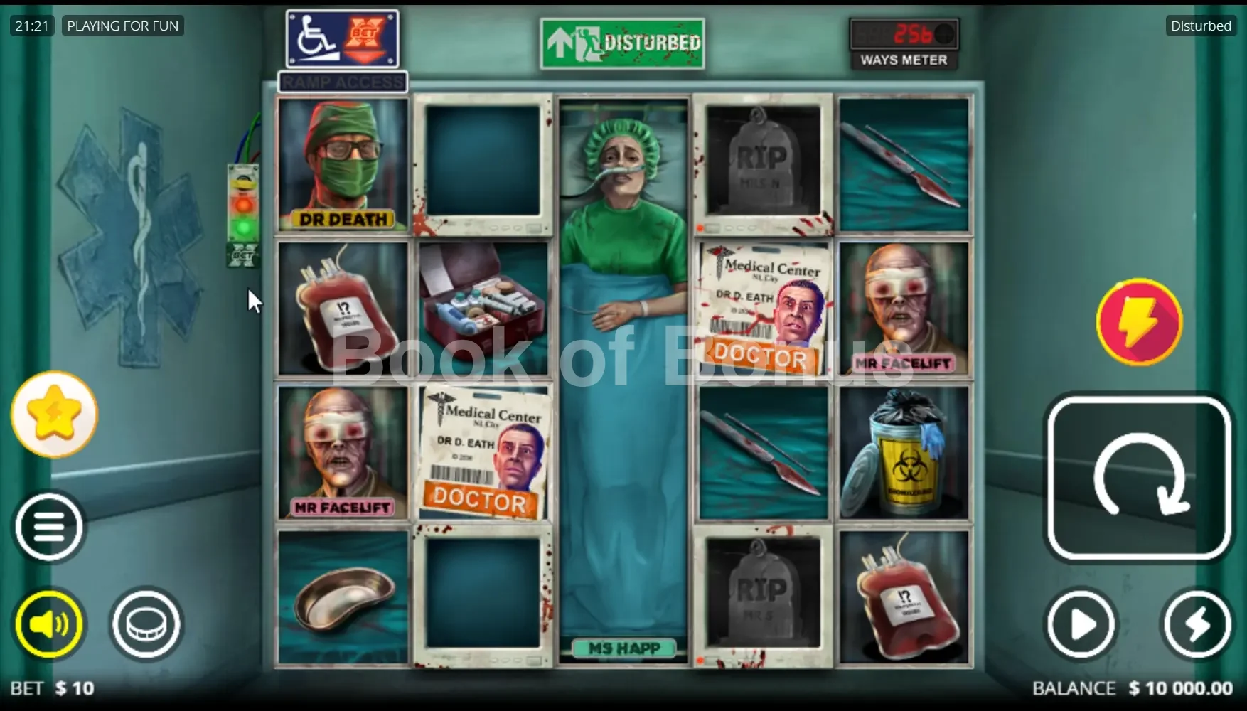 Disturbed par Nolimit City - jeu de base et disposition des rouleaux