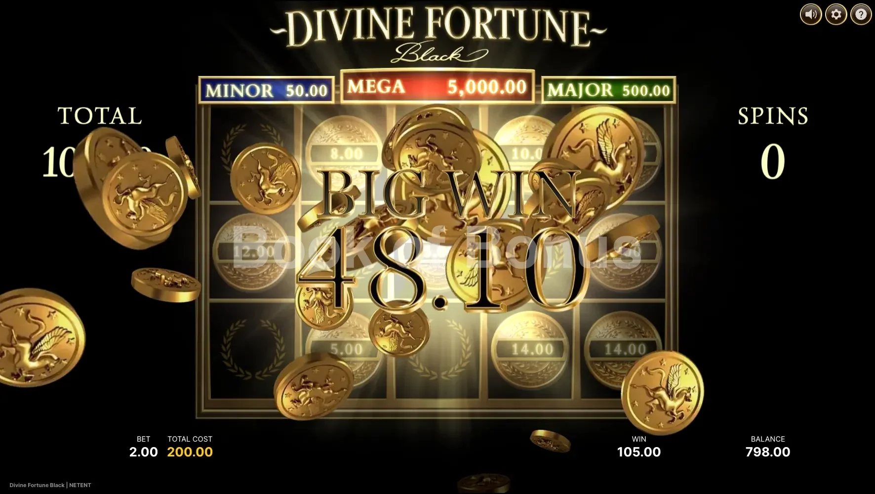 Divine Fortune Black par NetEnt - gros gain