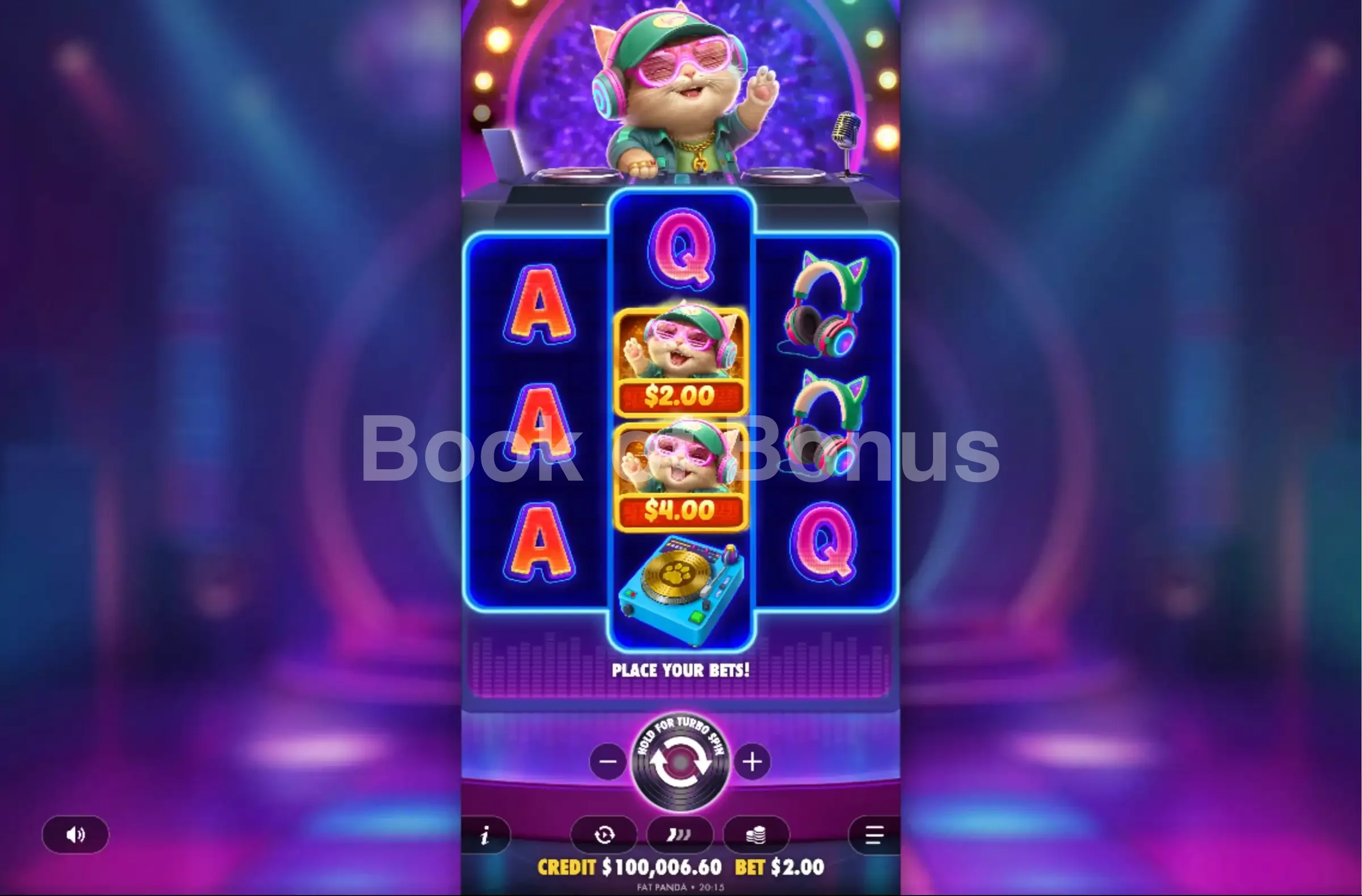DJ Neko par Pragmatic Play - jeu de base et disposition des rouleaux