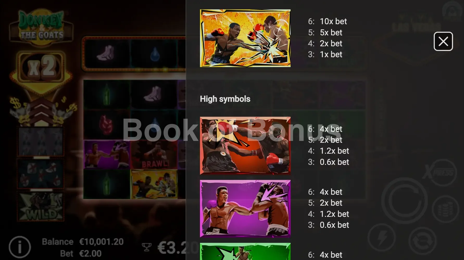 DonKey & the GOATS par Avatar UX - table des gains et valeurs des symboles