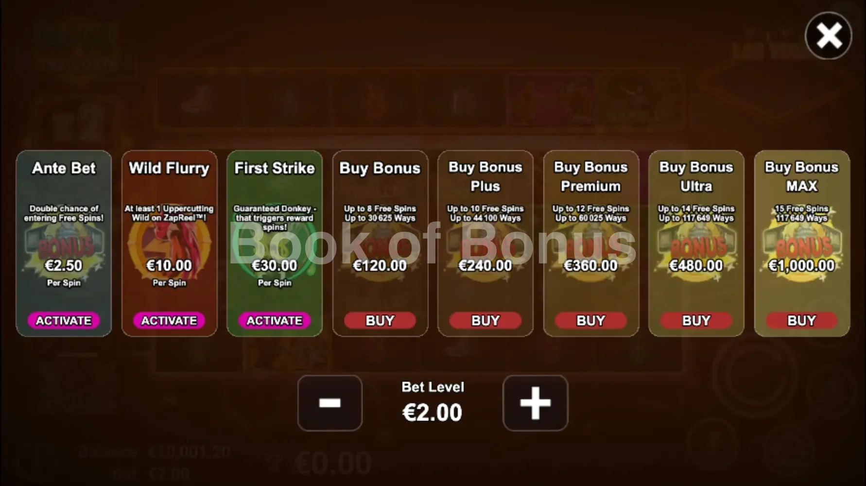 DonKey & the GOATS par Avatar UX - menu d'achat de bonus et options
