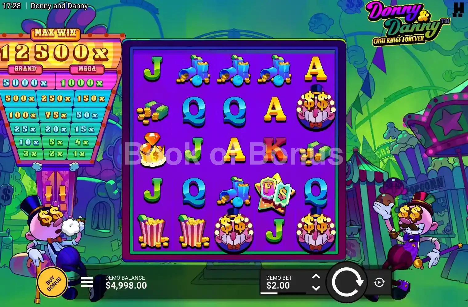 Donny And Danny par Hacksaw Gaming - jeu de base et disposition des rouleaux