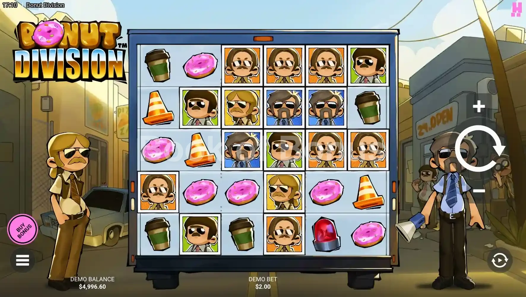 Donut Division par Hacksaw Gaming - jeu de base et disposition des rouleaux