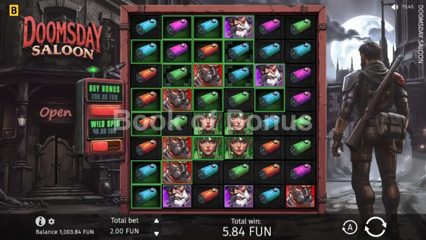 Doomsday Saloon par BGaming - jeu de base et disposition des rouleaux