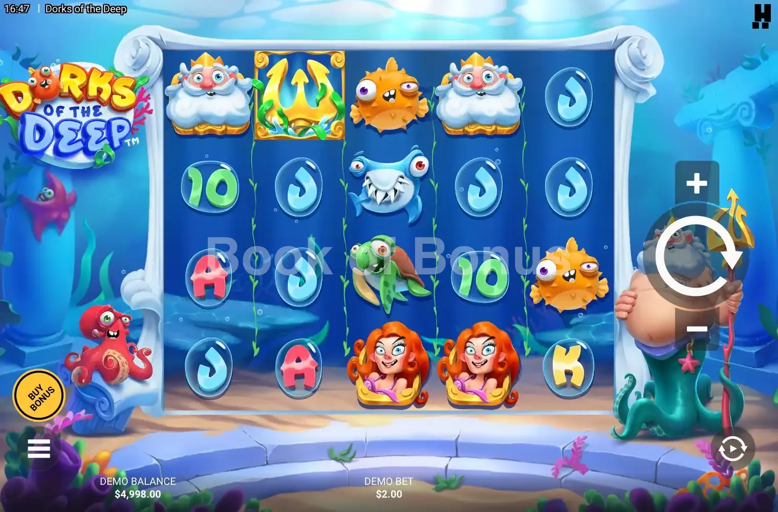 Dorks of the Deep par Hacksaw Gaming - jeu de base et disposition des rouleaux