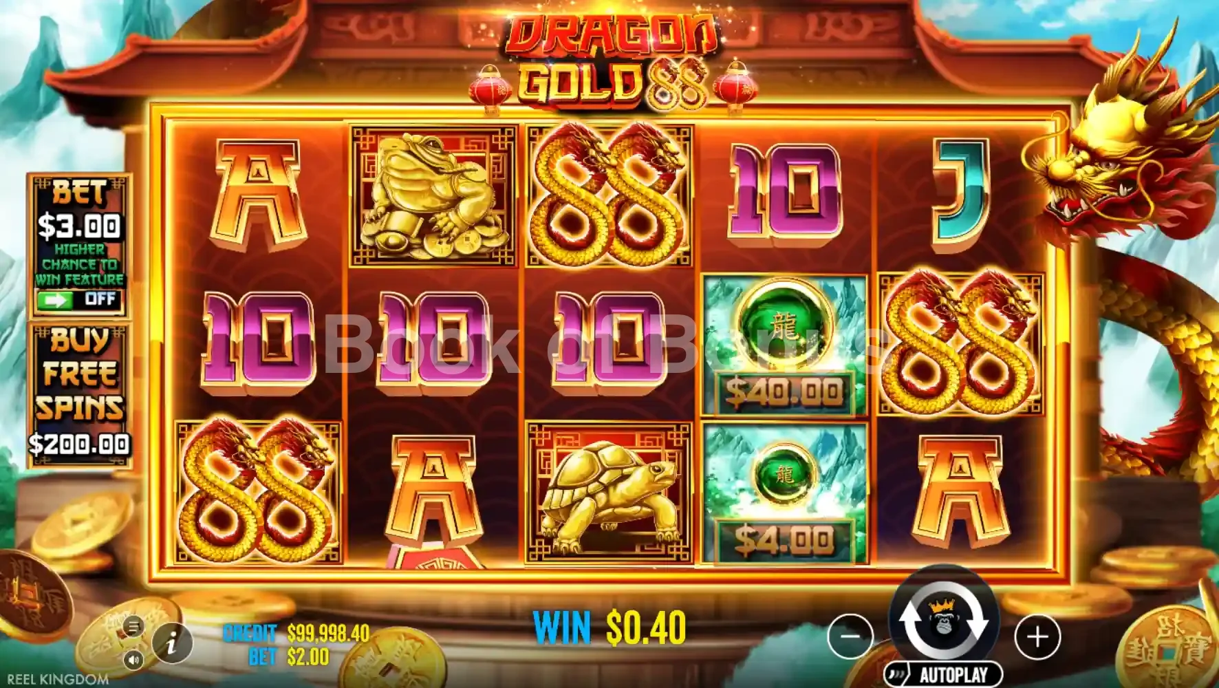 Dragon Gold 88 par Reel Kingdom - jeu de base et disposition des rouleaux