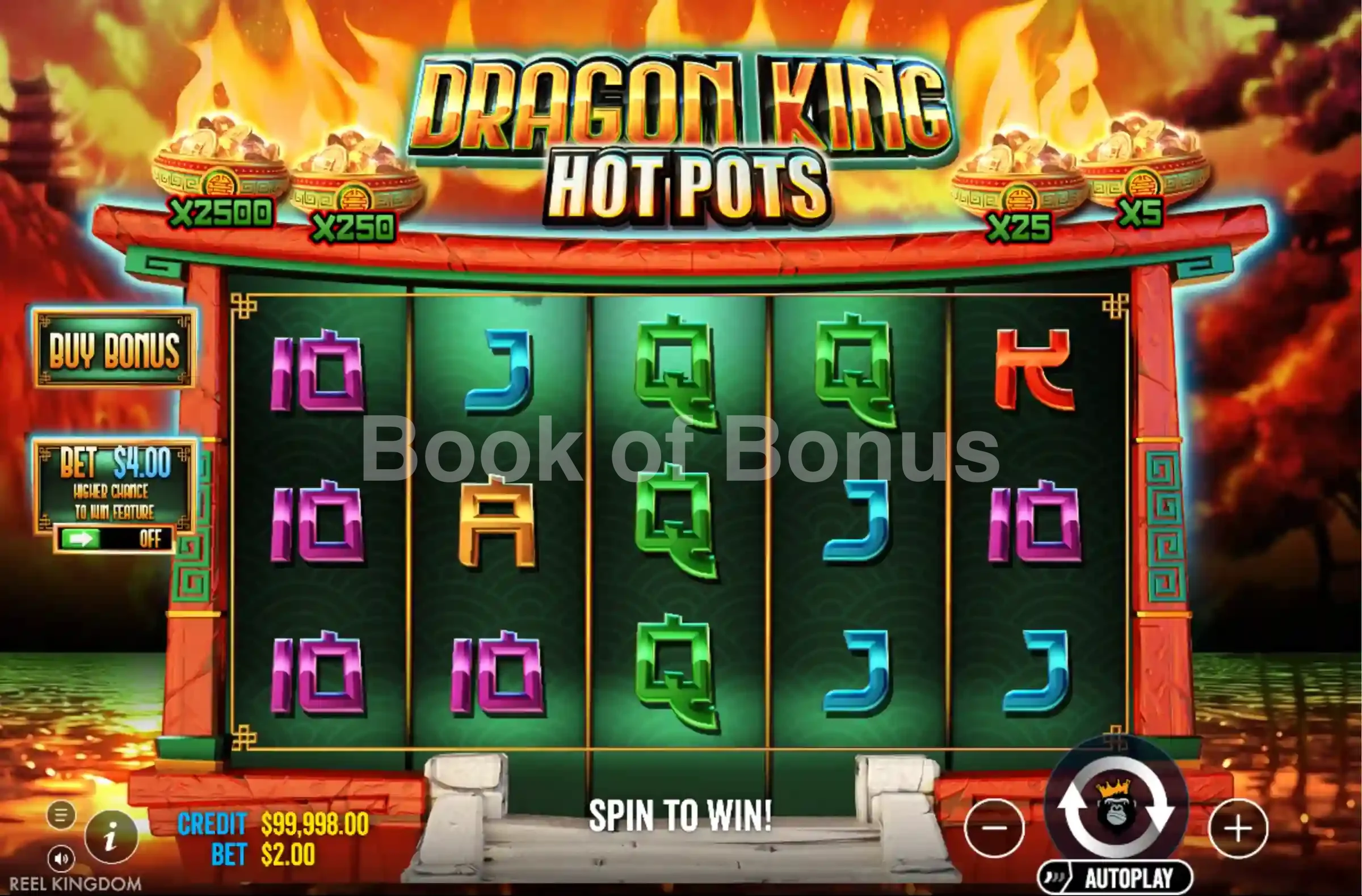 Dragon King Hot Pots par Reel Kingdom - jeu de base et disposition des rouleaux