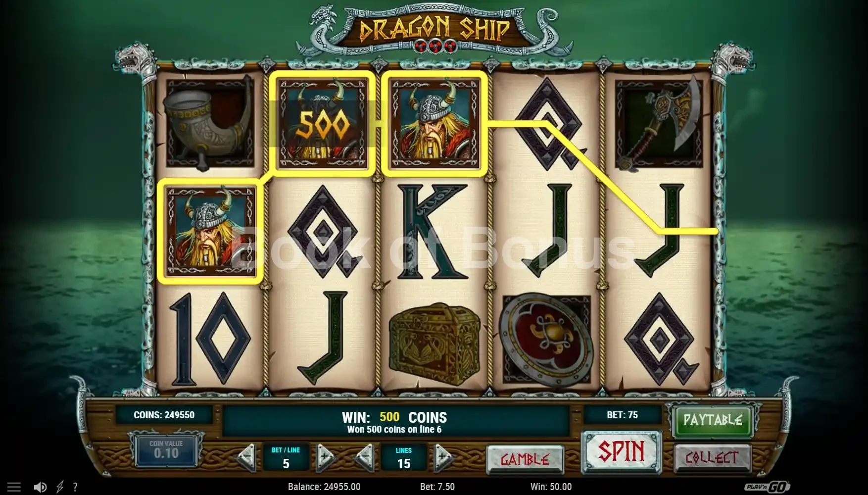 Dragon Ship par Play'n GO - spin result