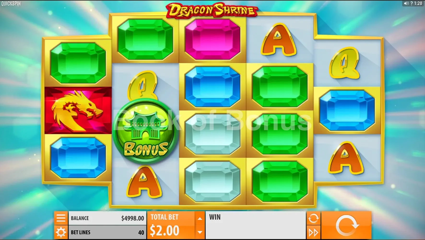 Dragon Shrine par Quickspin - jeu de base et disposition des rouleaux