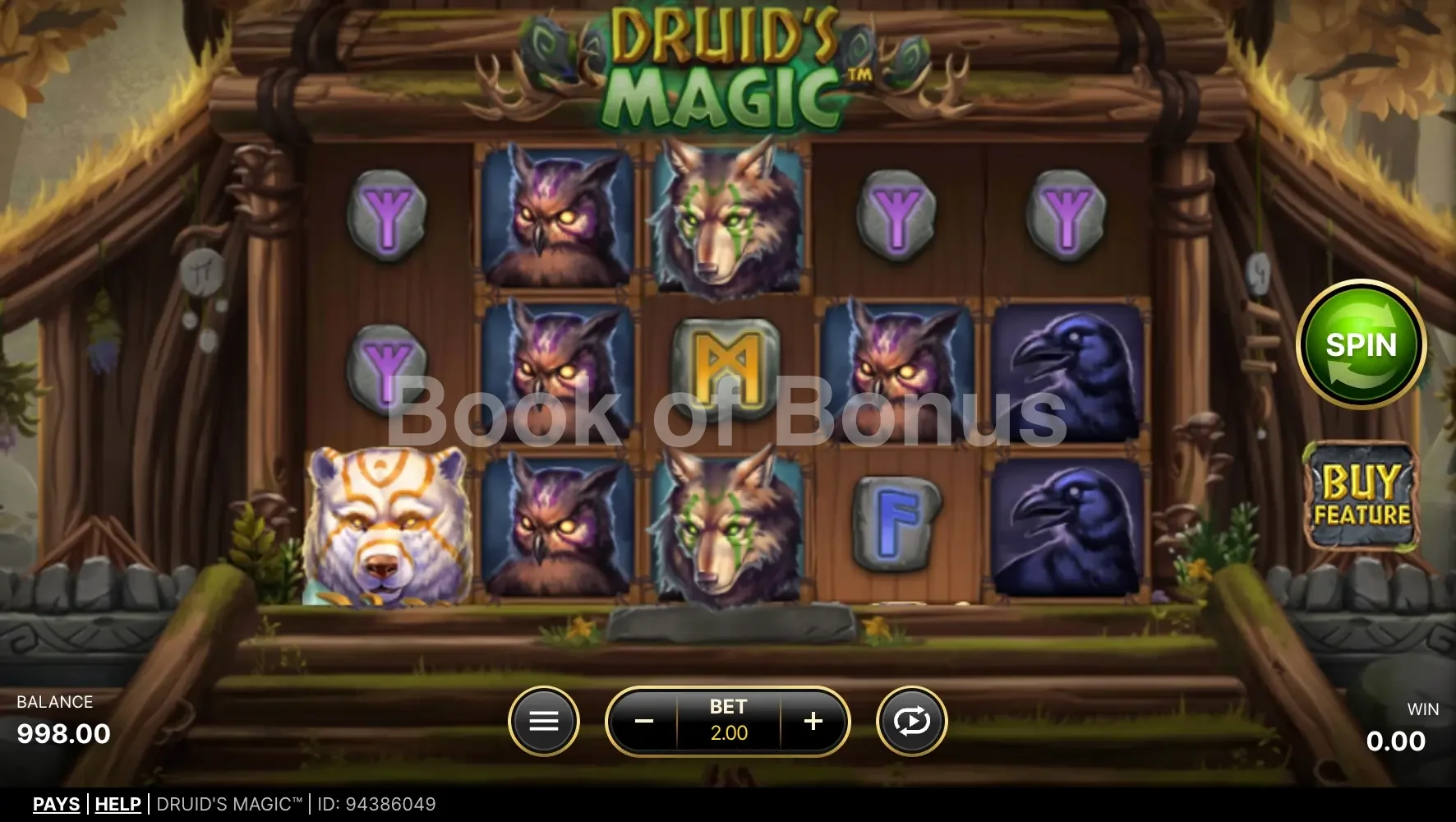 Druid's Magic par NetEnt - jeu de base et disposition des rouleaux