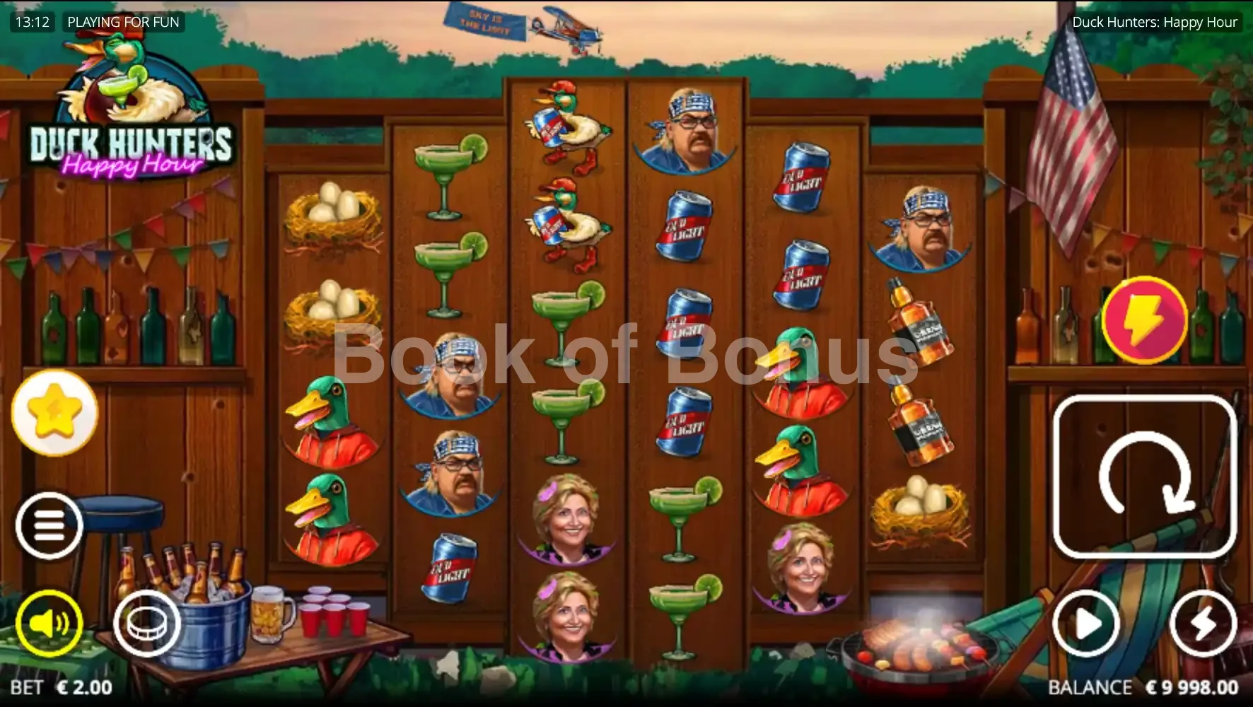 Duck Hunters Happy Hour par Nolimit City - jeu de base et disposition des rouleaux