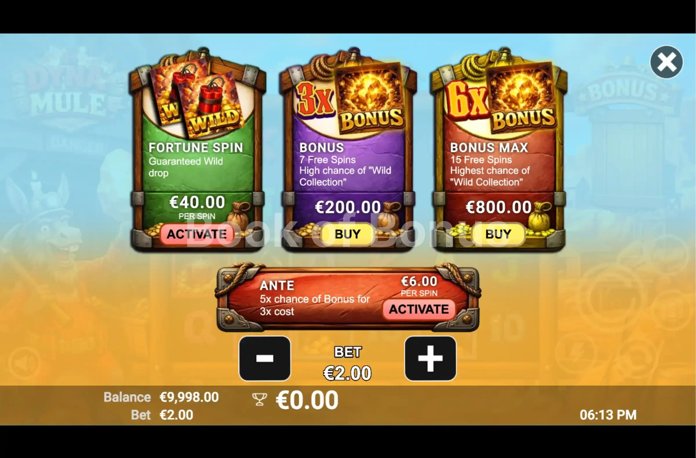 Menu bonus buy Dyna Mule