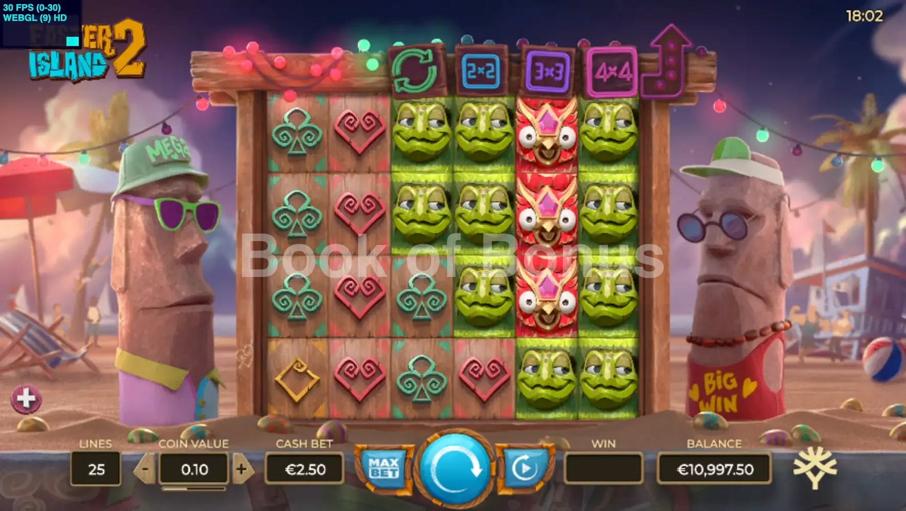 Easter Island 2 par Yggdrasil - jeu de base et disposition des rouleaux