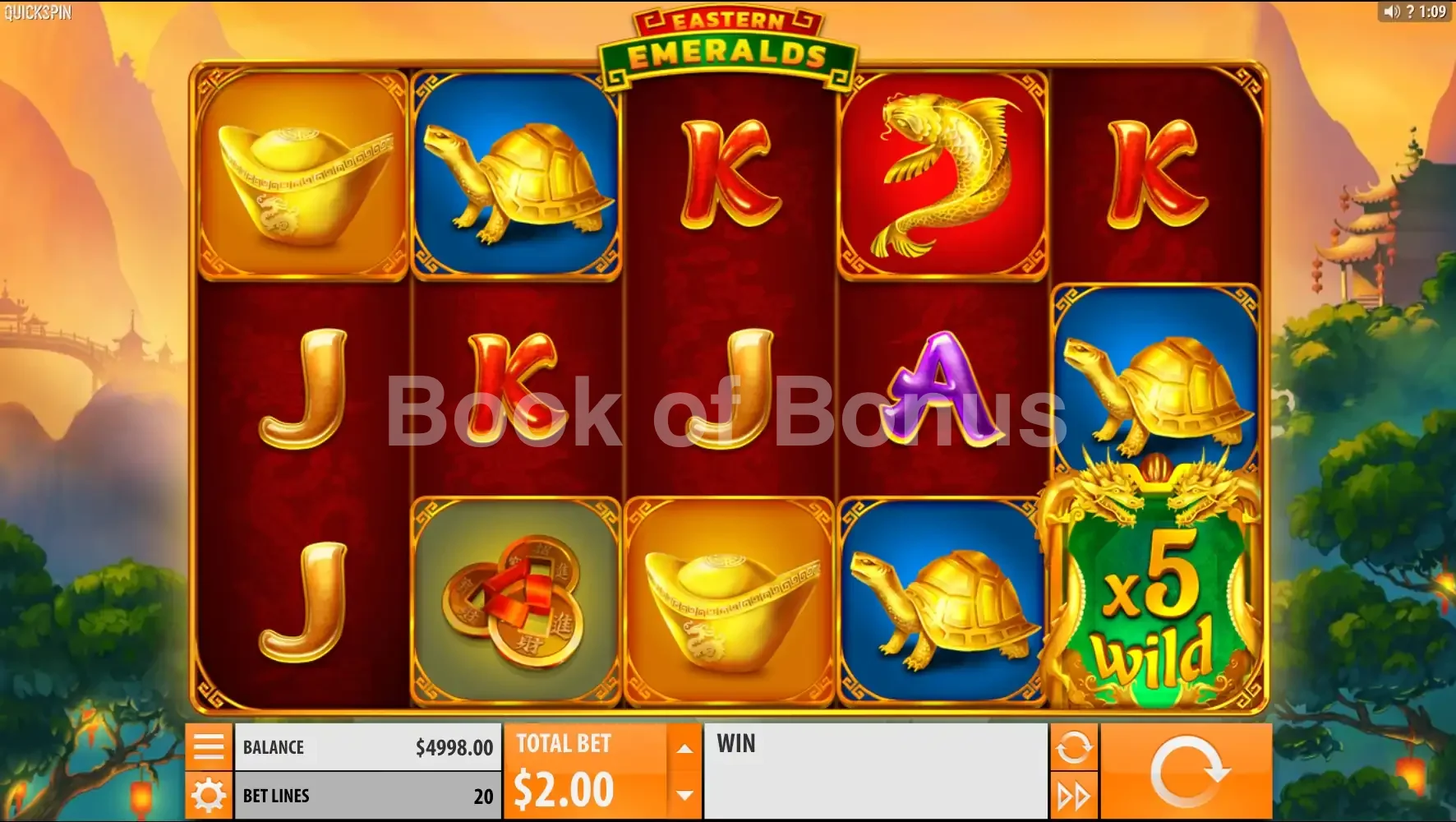 Eastern Emeralds par Quickspin - jeu de base et disposition des rouleaux