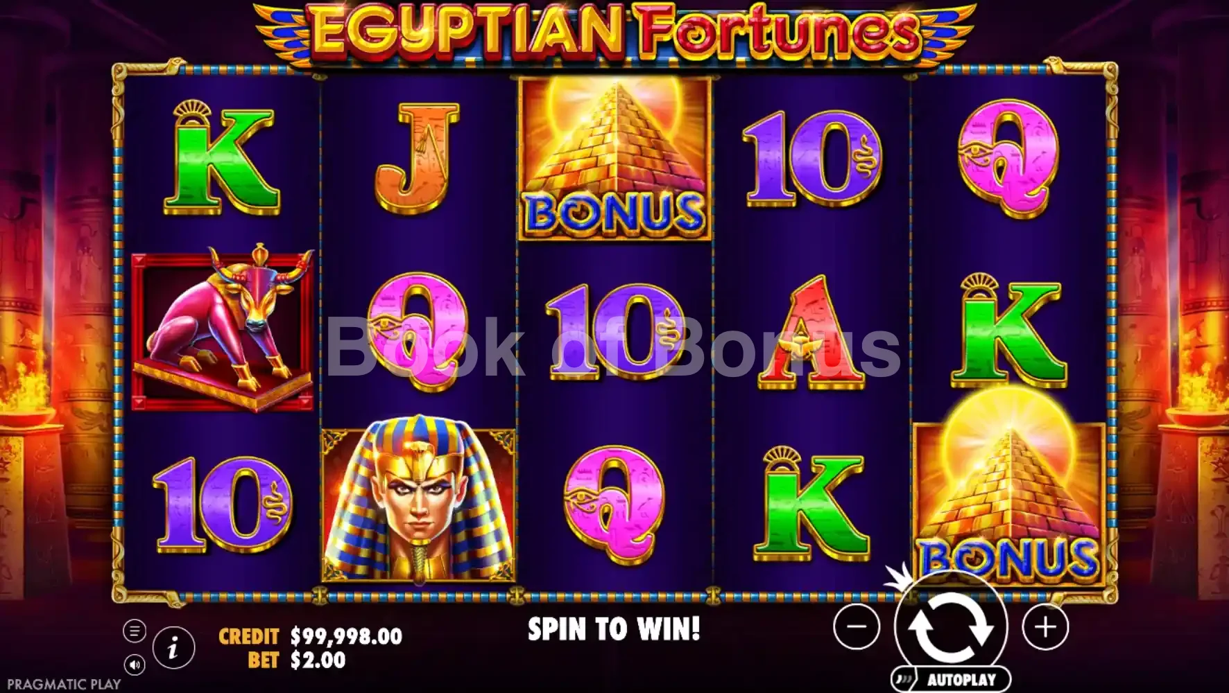Egyptian Fortunes par Pragmatic Play - jeu de base et disposition des rouleaux