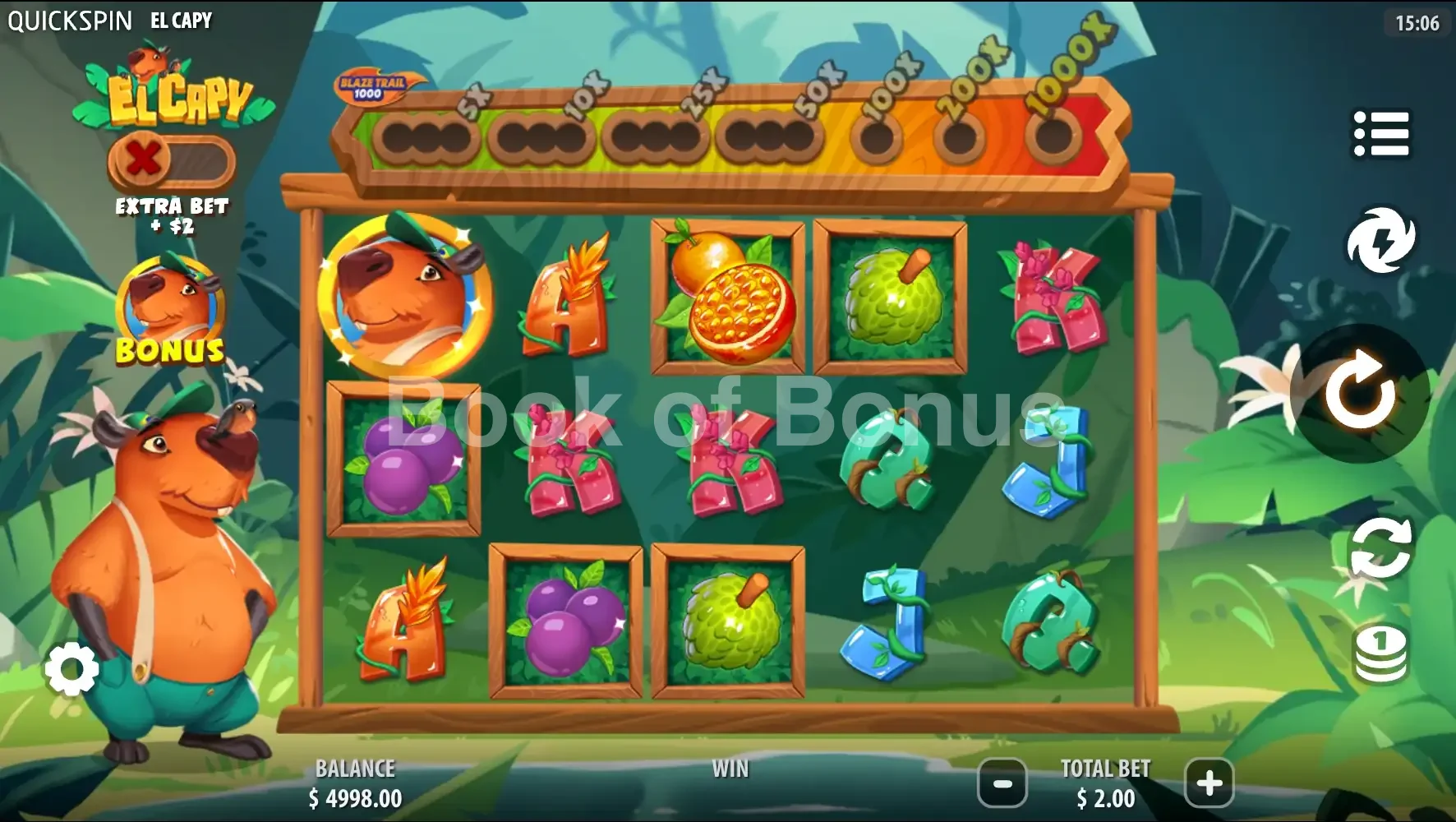 El Capy par Quickspin - jeu de base et disposition des rouleaux