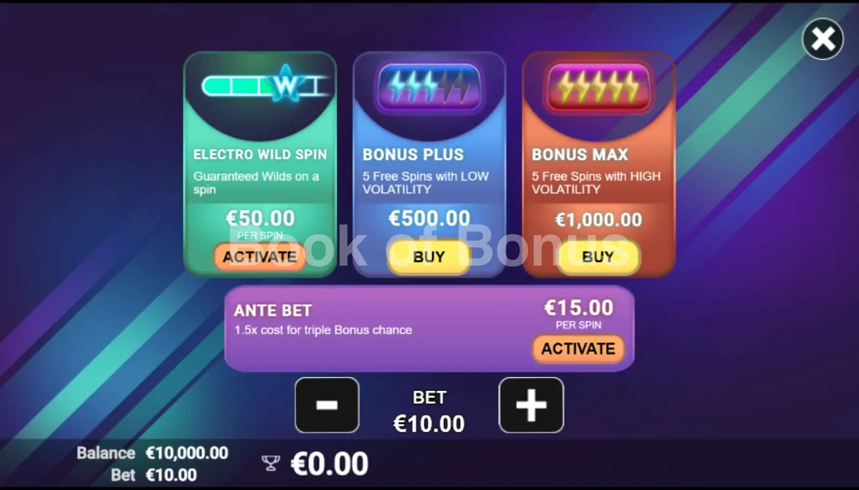 Achat de bonus Electro Cubes
