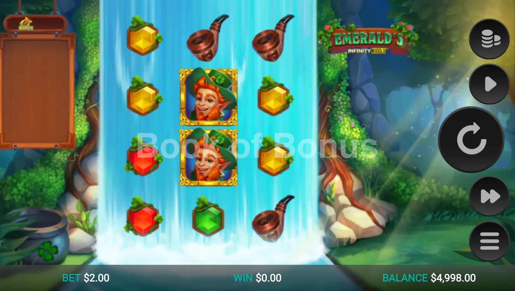 Emerald's Infinity Reels par Relax Gaming - jeu de base et disposition des rouleaux