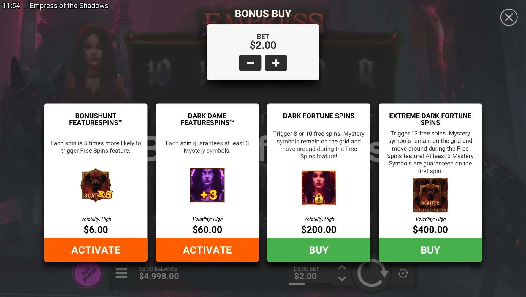 Option Bonus Buy Empress of the Shadows
