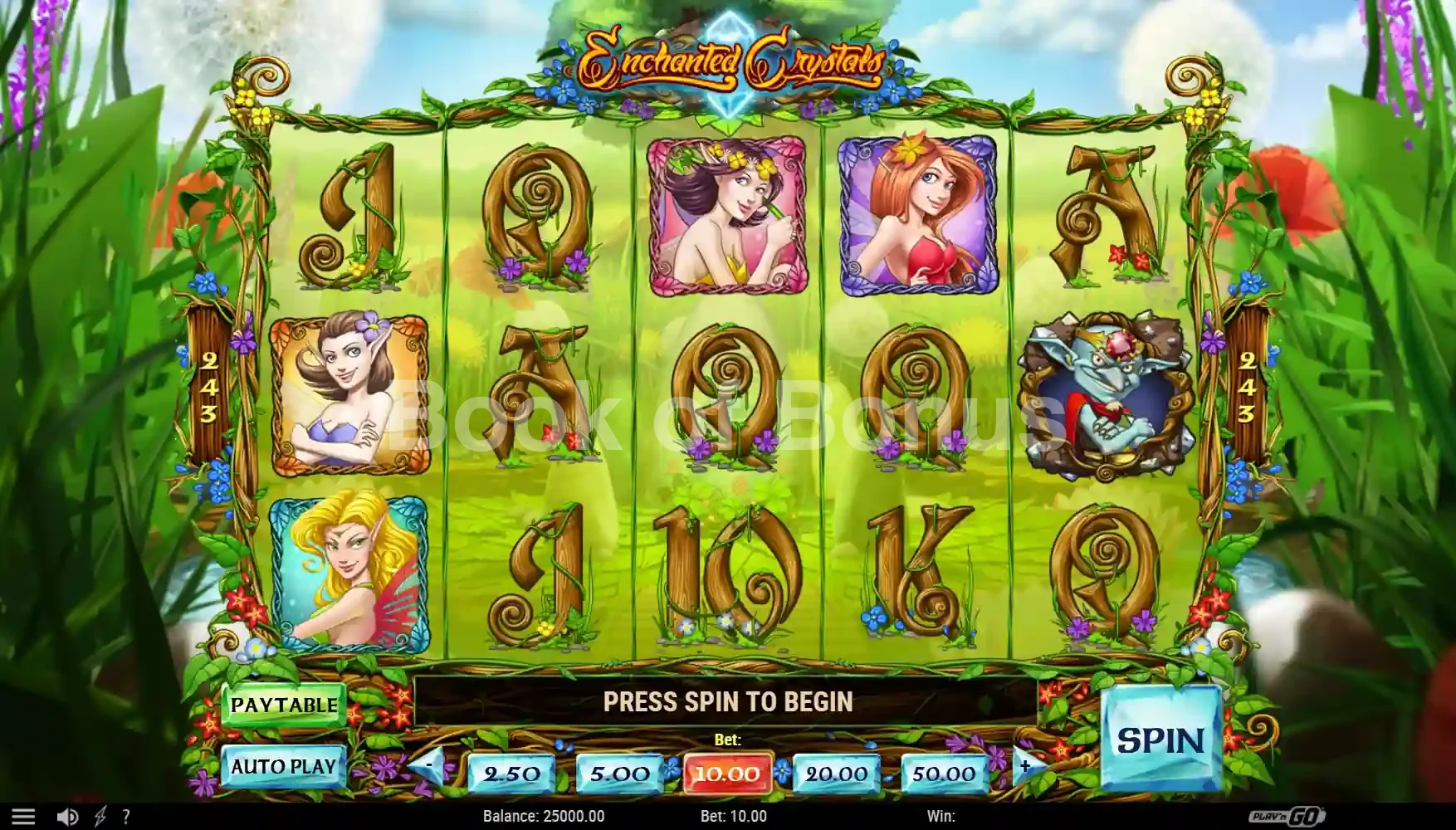 Enchanted Crystals par Play'n GO - jeu de base et disposition des rouleaux
