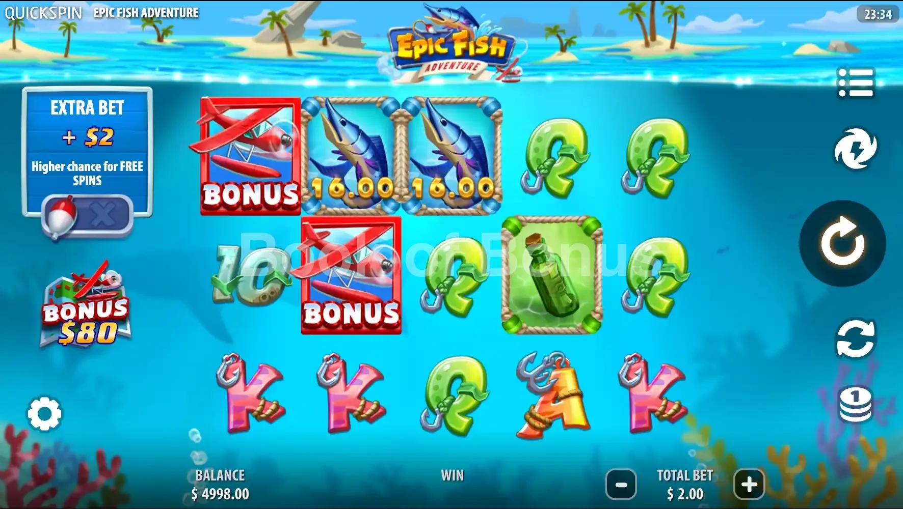 Epic Fish Adventure par Quickspin - jeu de base et disposition des rouleaux