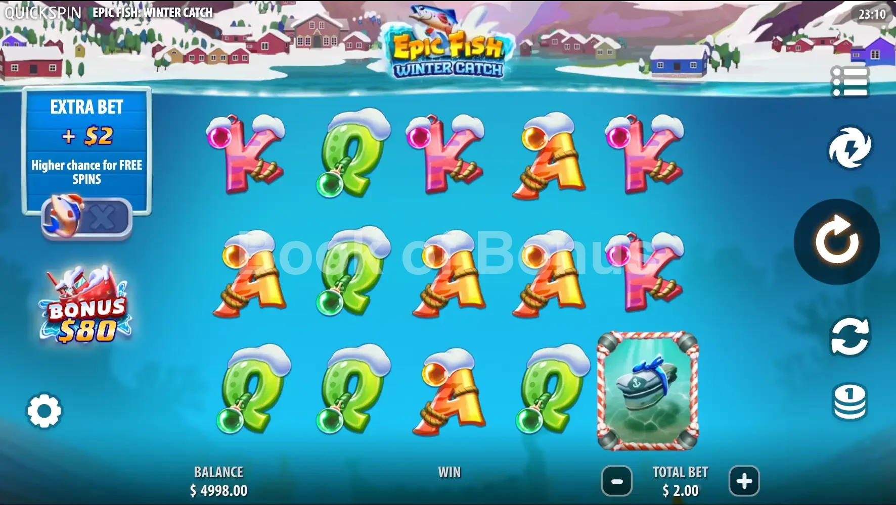 Epic Fish Winter Catch par Quickspin - jeu de base et disposition des rouleaux
