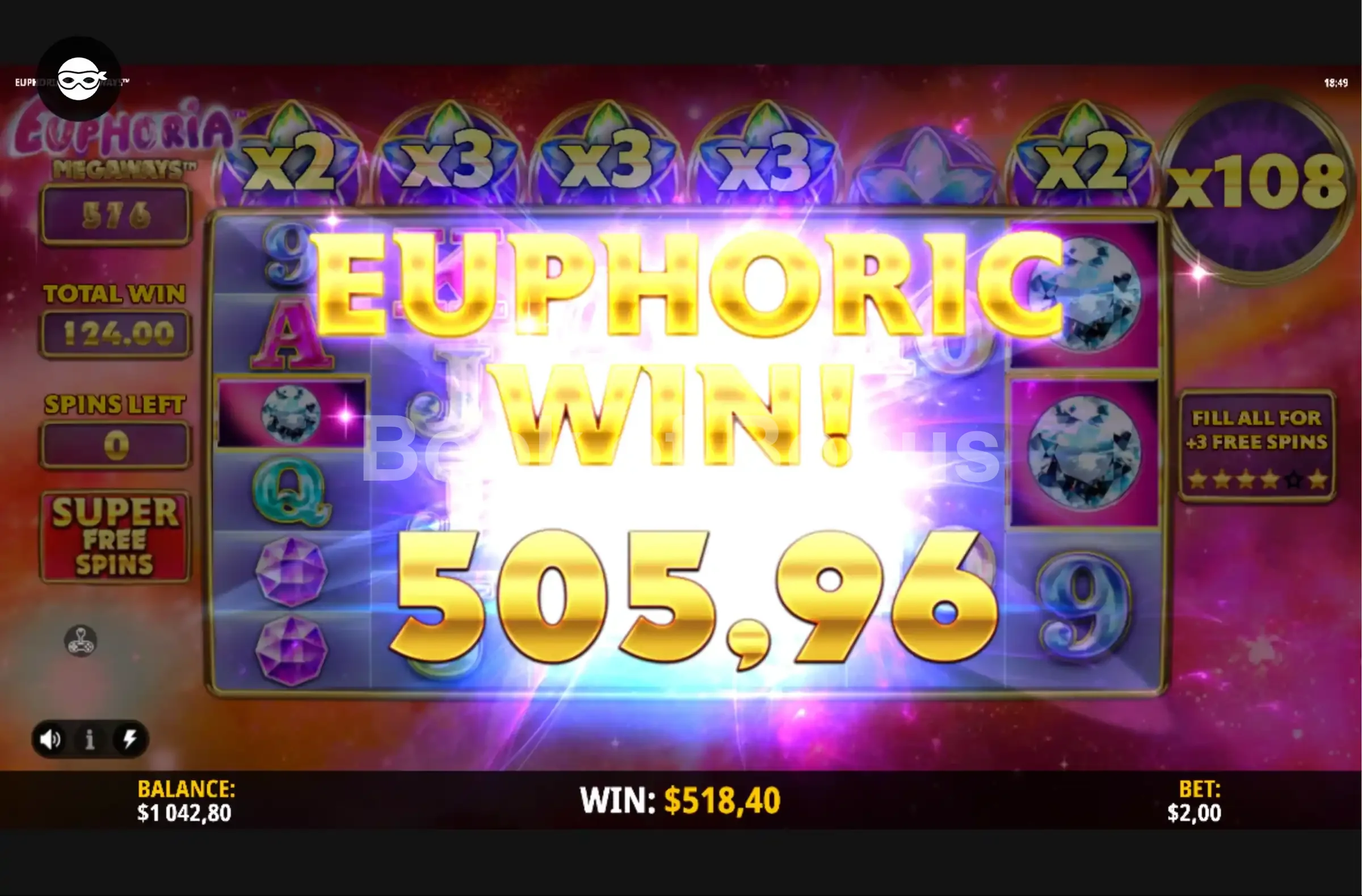 Euphoria Megaways par iSoftBet - gros gain