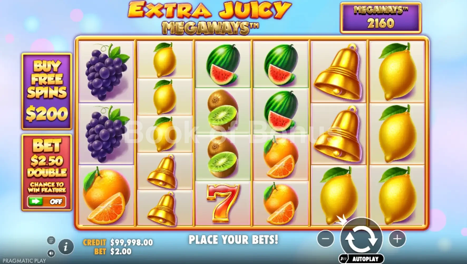 Jeu de base Extra Juicy Megaways