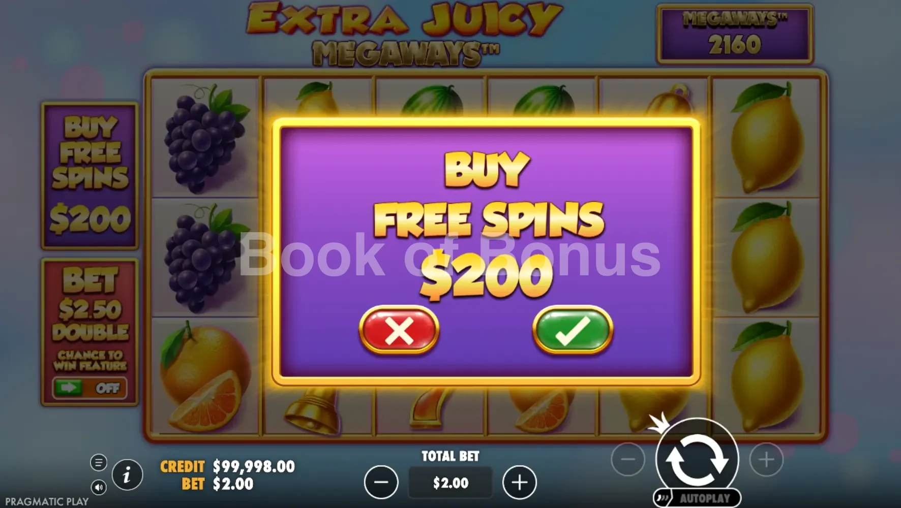 Achat de bonus Extra Juicy Megaways