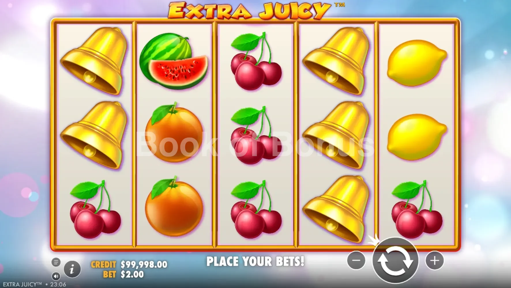 Extra Juicy par Pragmatic Play - jeu de base et disposition des rouleaux