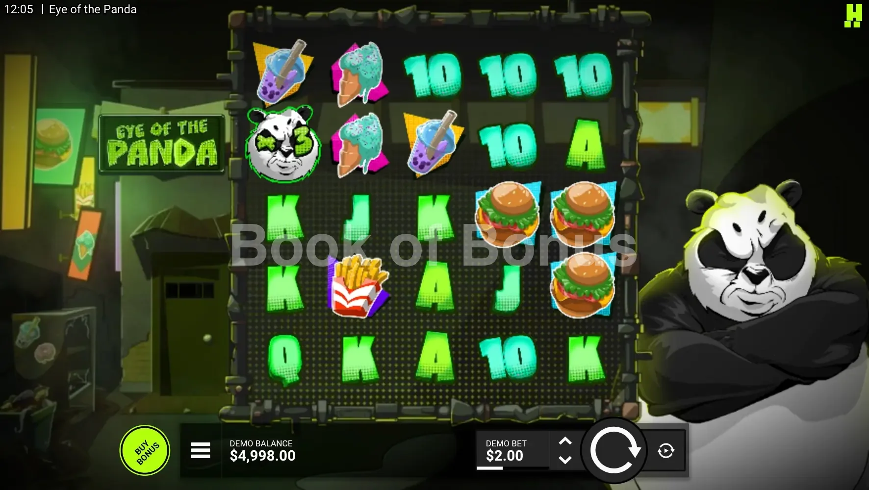 Eye of the Panda par Hacksaw Gaming - jeu de base et disposition des rouleaux