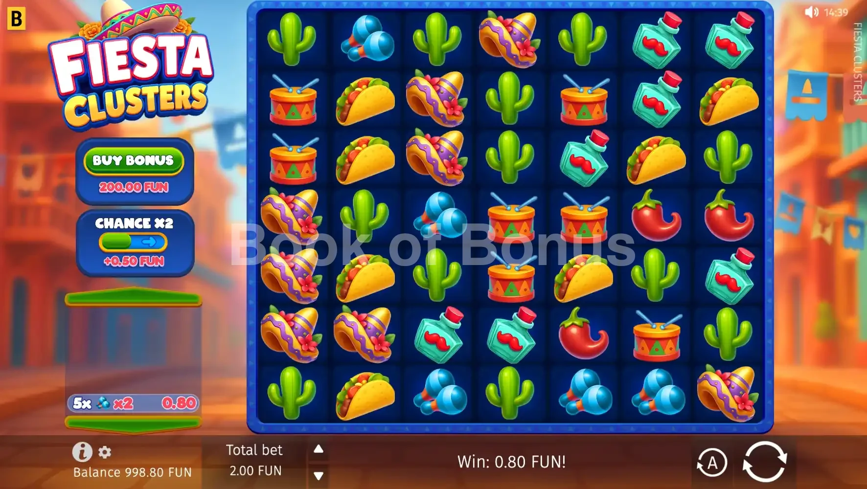 Fiesta Clusters par BGaming - jeu de base et disposition des rouleaux