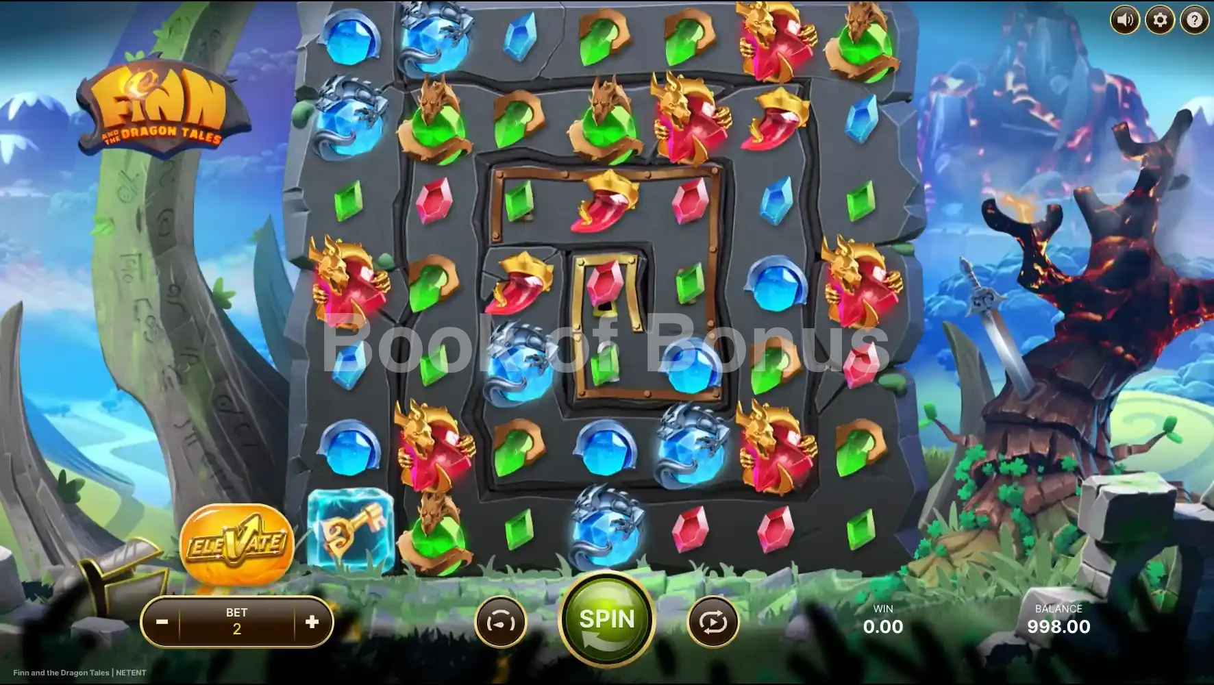 Finn and the Dragon Tales par NetEnt - jeu de base et disposition des rouleaux