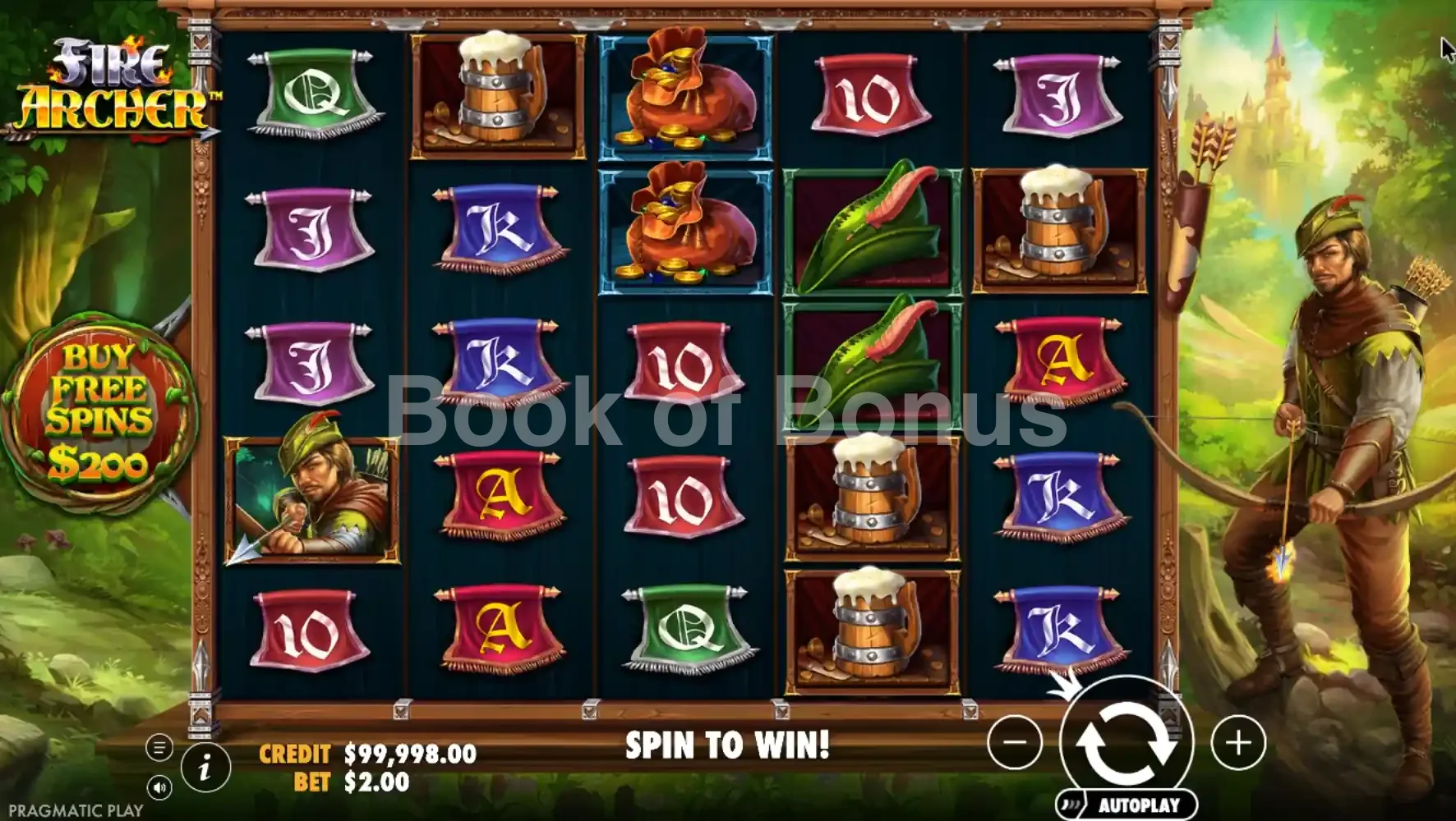 Fire Archer par Pragmatic Play - jeu de base et disposition des rouleaux