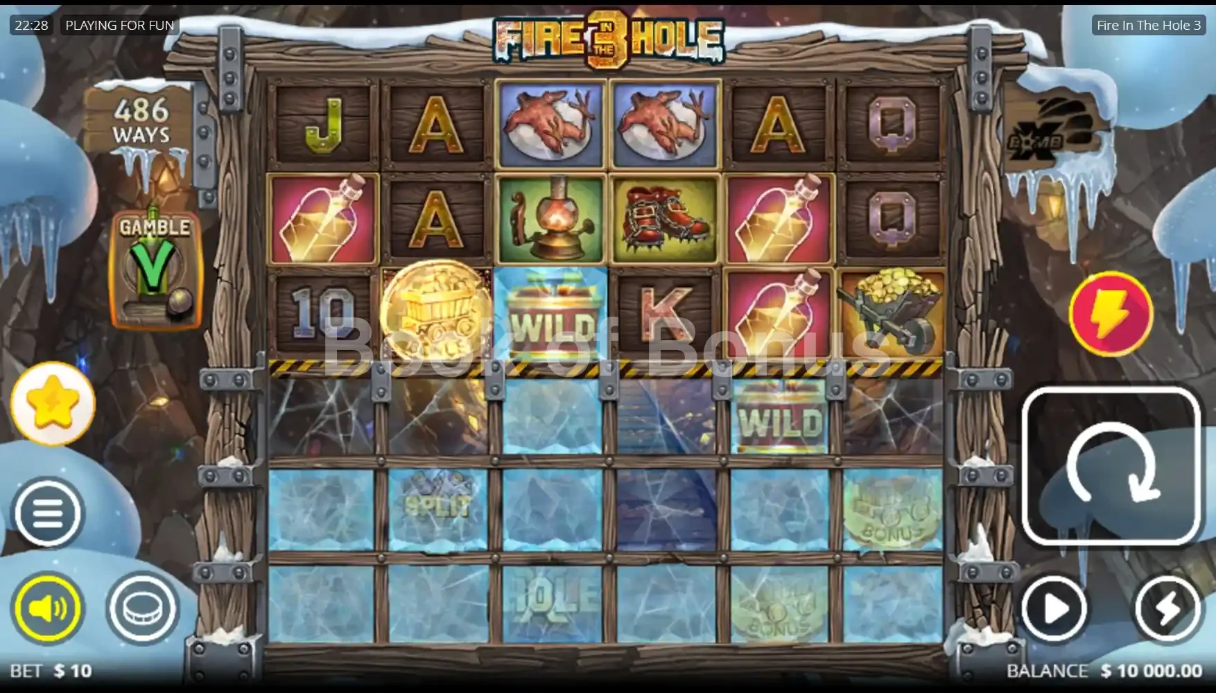Fire in the Hole 3 par Nolimit City - jeu de base et disposition des rouleaux