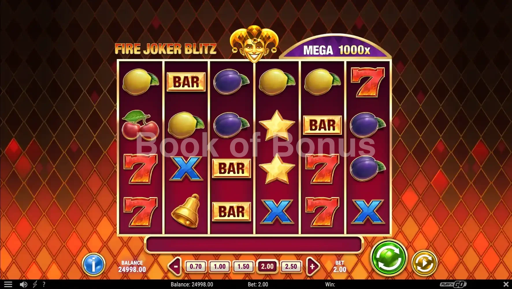 Fire Joker Blitz par Play'n GO - jeu de base et disposition des rouleaux