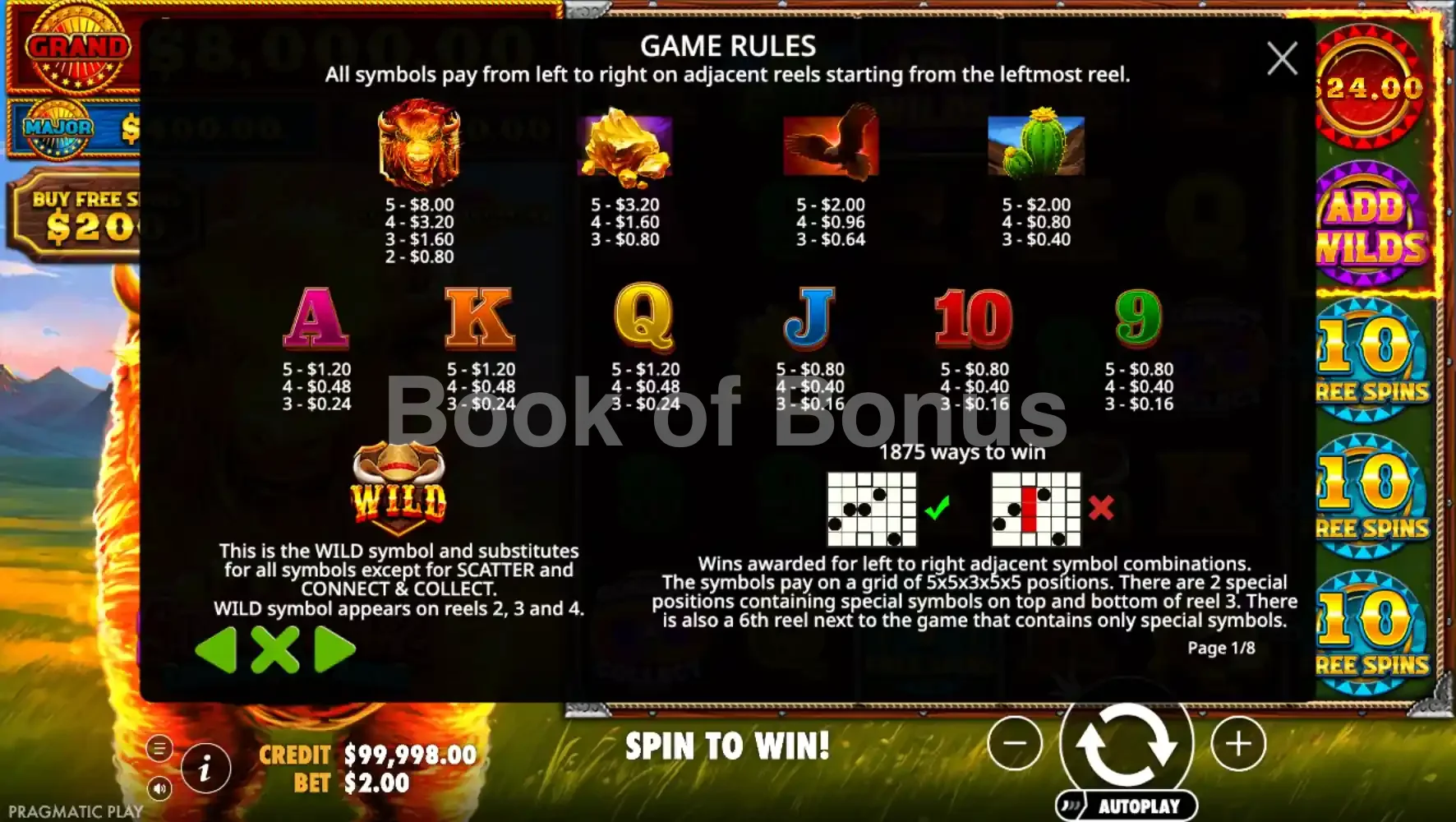 Fire Stampede 2 par Pragmatic Play - table des gains et valeurs des symboles